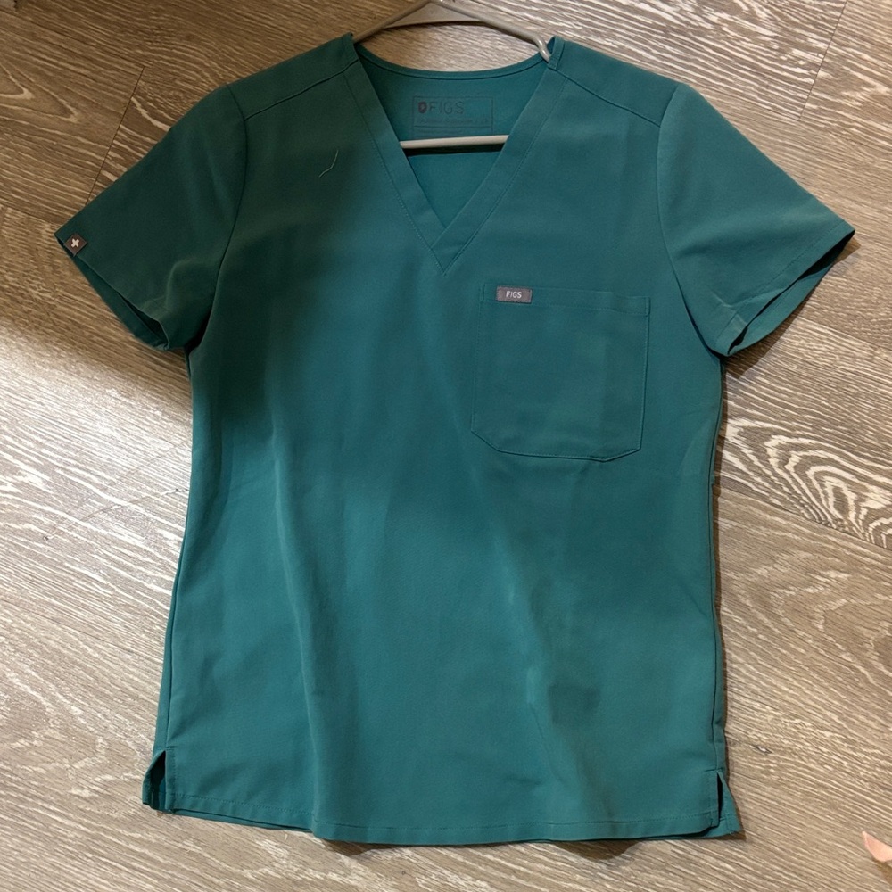 Figs Deep Teal V-Neck Scrub Top